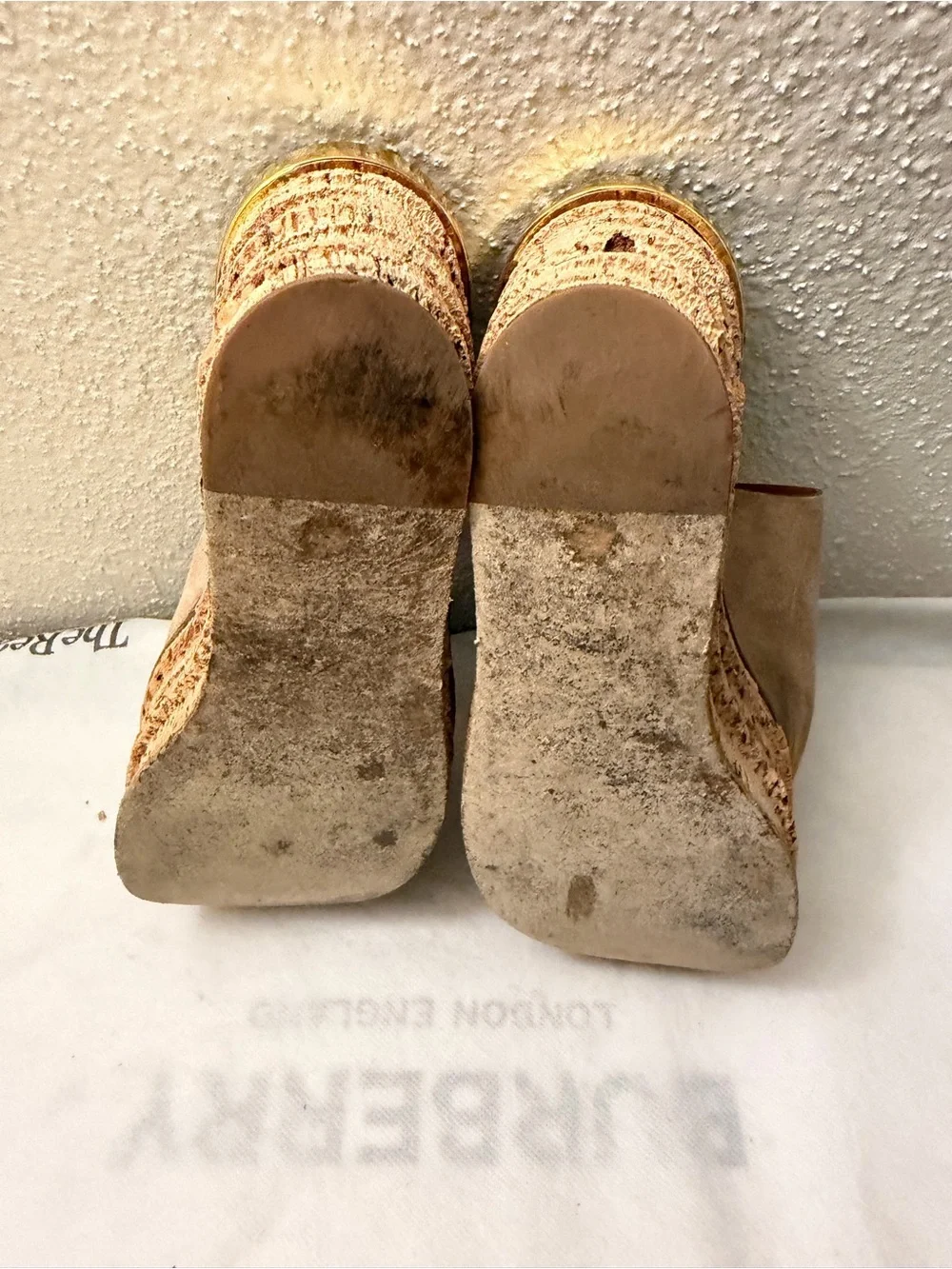 Chloé Taupe Suede Espadrille Slide Sandals, pre-owned, SZ7, gently used
